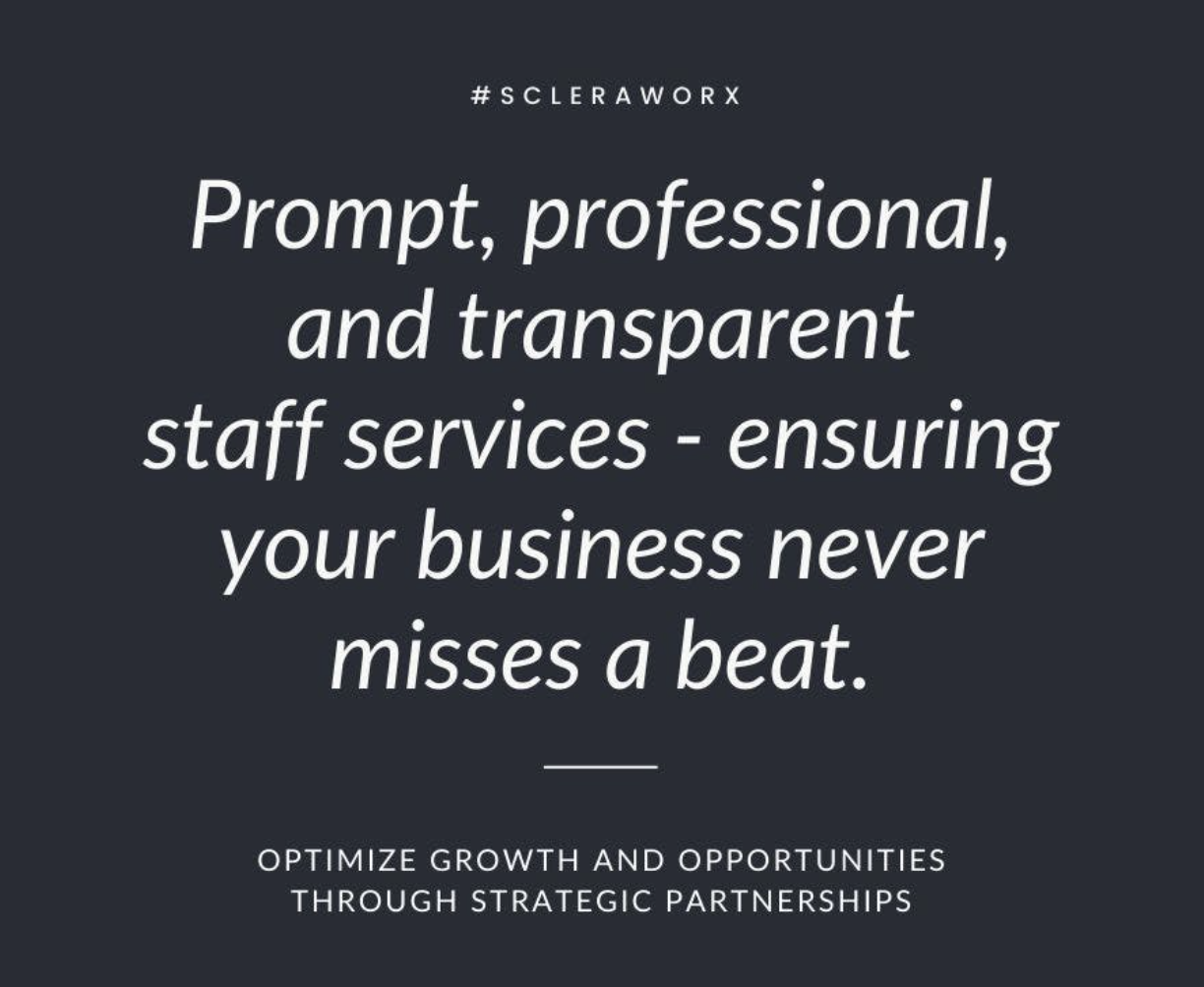 Infographic stating prompt, professional, and transparent staff services